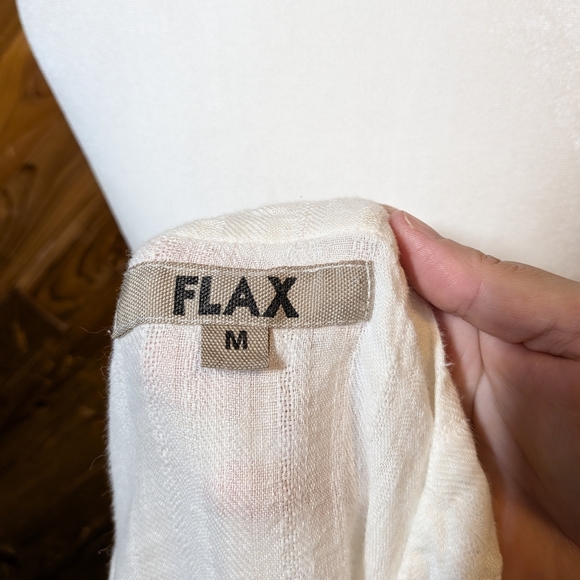 Flax Ivory Button-Front Blouse Size Medium - Picture 6 of 7